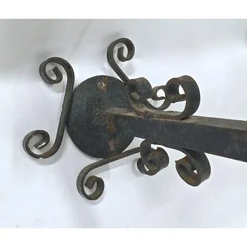 Metal Pair of Black Forged Iron Gothic Sconces For Sale - Image 7 of 9