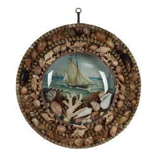 Antique Sailors Valentine With Schooner For Sale