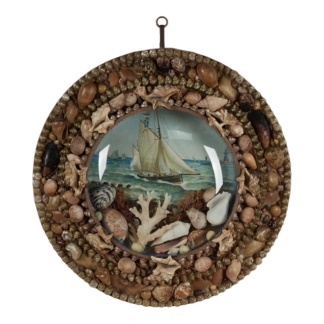 Antique Sailors Valentine With Schooner For Sale