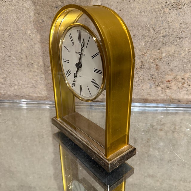 Mid-Century Modern Mid Century Modern Howard MIller Jefferson Tabletop Clock Brass For Sale - Image 3 of 8