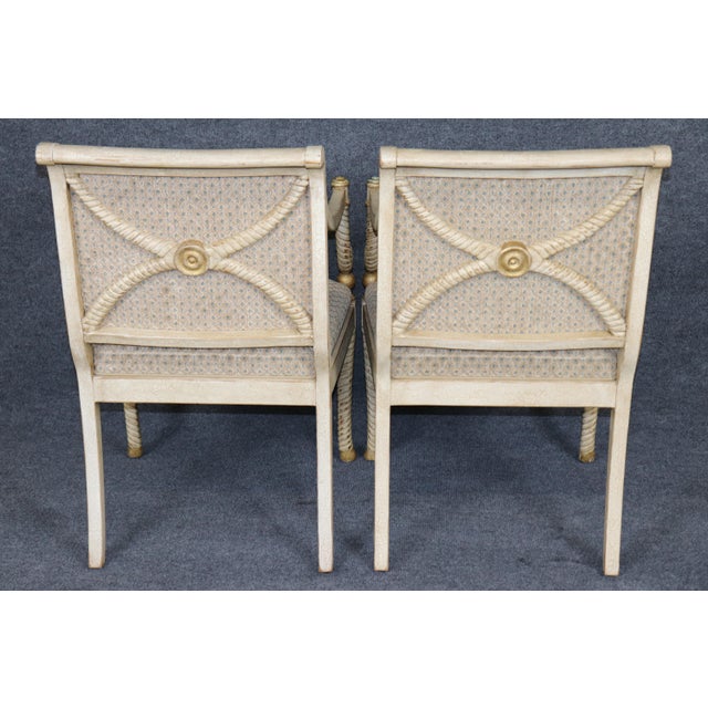 Hollywood Regency Pair Hollywood Regency Style Painted and Gilt Armchairs by William Switzer For Sale - Image 3 of 16