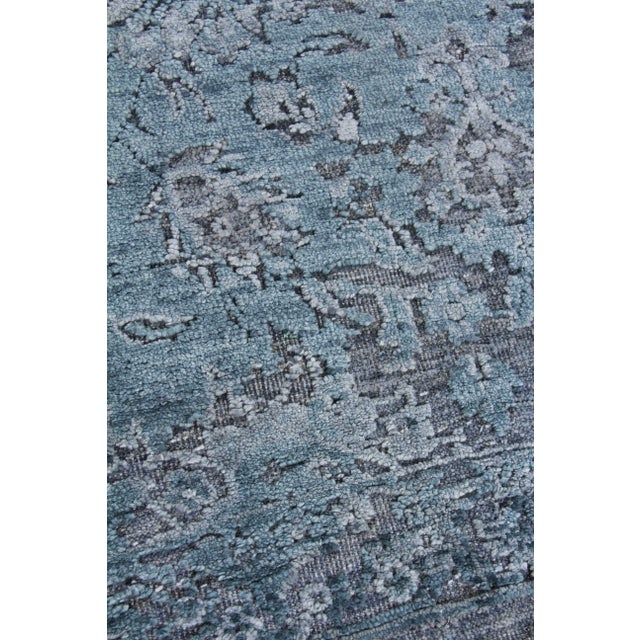 Transitional Bryant Blue/Light Blue Hand knotted Wool/Viscose/Cotton Area Rug - 9'x12' For Sale - Image 3 of 8