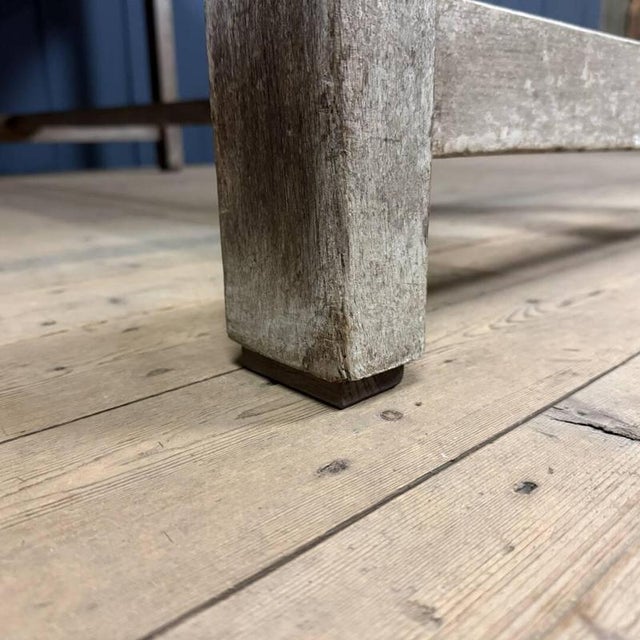 French Farmhouse Dining Table with Pine Top and Oak Base For Sale - Image 17 of 18