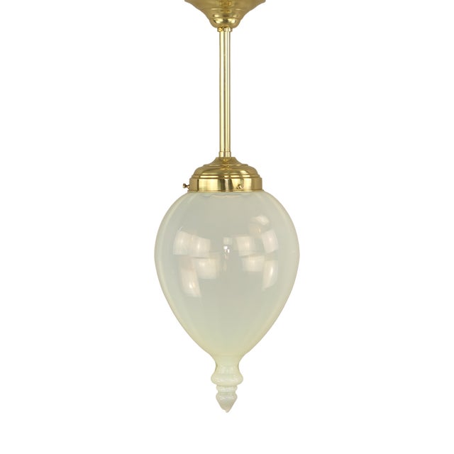 Vaseline Opal Glass Pendant from Liberty, England, 1910s For Sale
