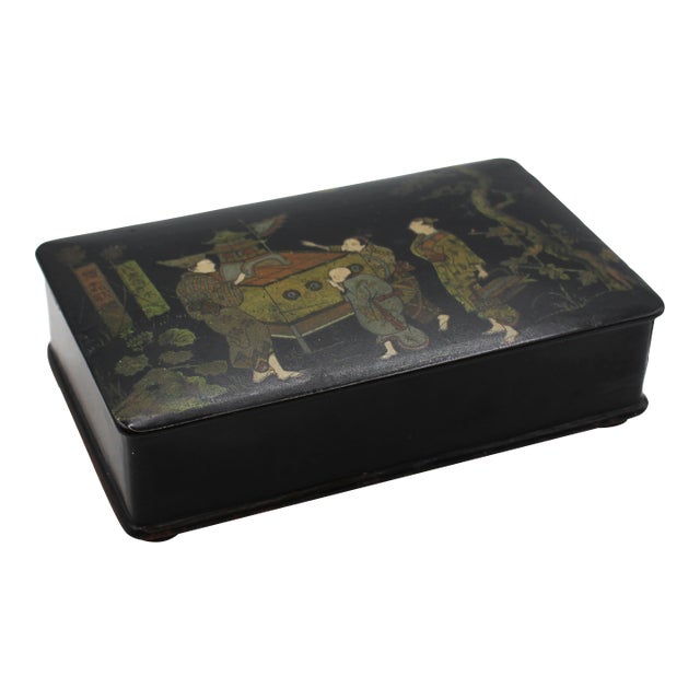 Circa 1870 Japanese Meiji Era Lacquer & Papier Mache Box For Sale