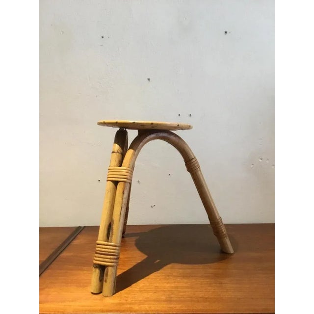 Mid-Century Modern Rattan Stool, 1950s For Sale - Image 3 of 7
