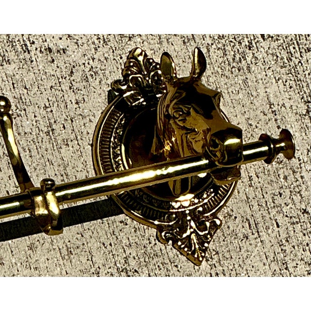 Vintage Polished Brass Horse Head Coat Rack For Sale - Image 4 of 12