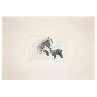 After Charles Coleman, The Horses in the Roman Countryside, Original Etching For Sale