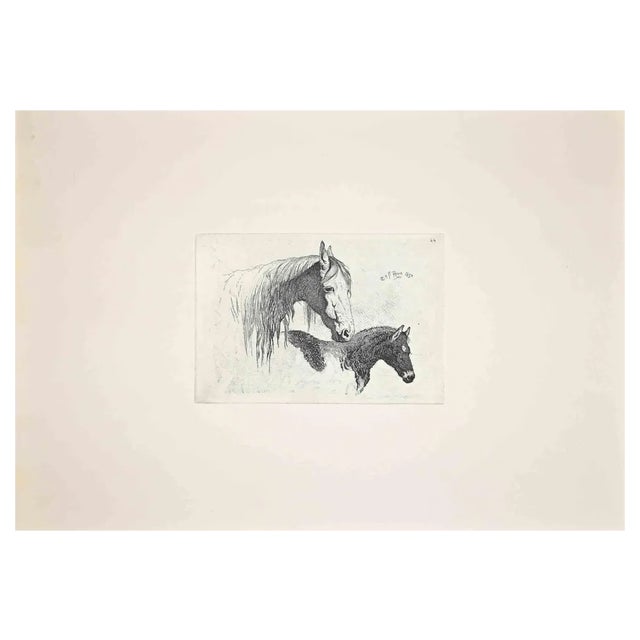 After Charles Coleman, The Horses in the Roman Countryside, Original Etching For Sale