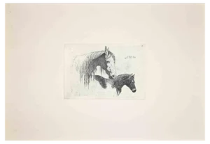 After Charles Coleman, The Horses in the Roman Countryside, Original Etching