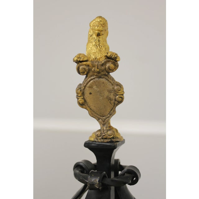 Traditional Outstanding Palatial Wrought Iron 3 Piece Fireplace Andiron Set For Sale - Image 3 of 13