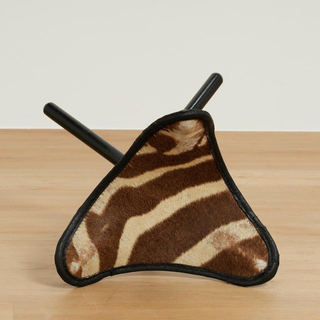 1970s British Colonial Style Zebra Folding Stool or Seat For Sale - Image 5 of 15
