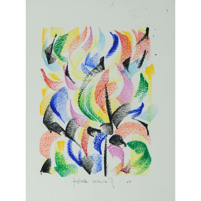 Françoise Galle, Abstract Rose, 1940, Pastel on Paper For Sale
