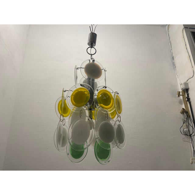 Gray Midcentury Italian Murano Glass Disc Hanging Light, 1970s For Sale - Image 8 of 14