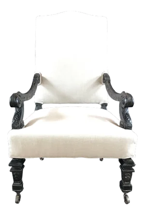 French Louis XV French Carved Armchair With New Upholstery