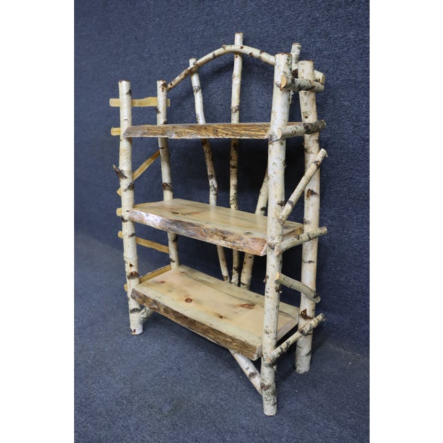 Rustic Adirondack Birch Three-Tier Display Shelf For Sale - Image 3 of 10