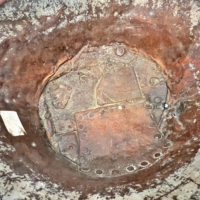 19th Century Monumental Hand-Hammered Primitive Copper Basin For Sale - Image 13 of 16