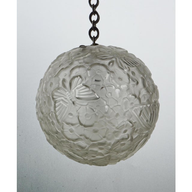 Metal French Art Deco Pendant Light 1930s by Hettier & Vincent For Sale - Image 7 of 9