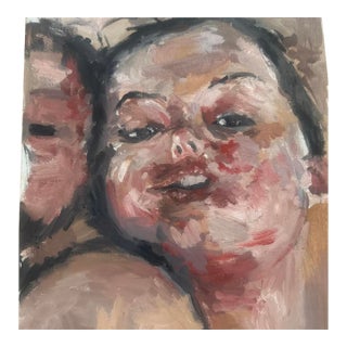 Vintage Oil Portrait of Two Women For Sale