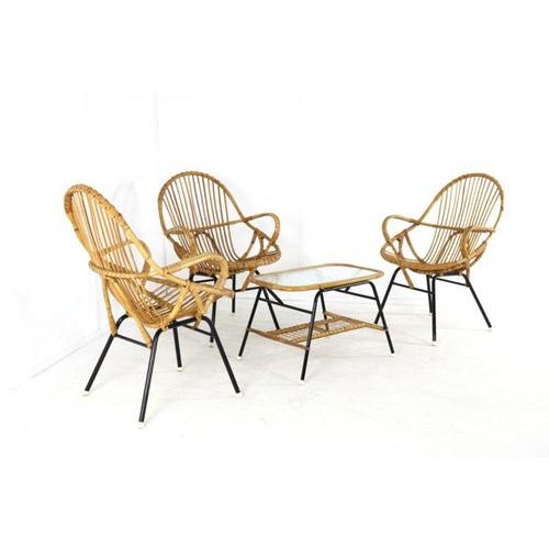 Rattan Chairs & Coffee Table, Set of 4 For Sale - Image 16 of 16