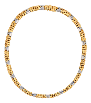 1980s Bvlgari 18k Yellow Gold and Steel Parentesi Choker Necklace