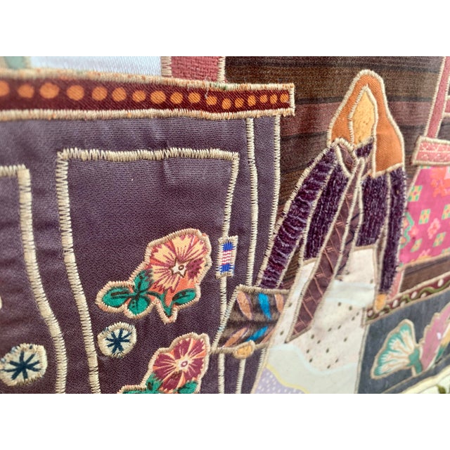 Mexican Vintage Mid-Century Appliqué Textile Art by Nancy Freeman “Trasteros" 24x21 For Sale - Image 3 of 9