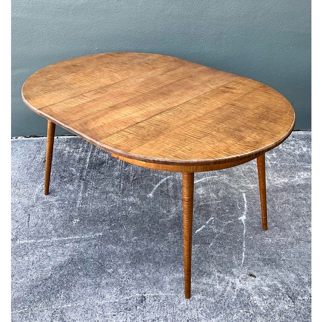 Vintage Tiger Maple Extendable Dining Table For Sale - Image 9 of 12
