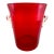 Vintage Murano-Style Ruby Red Art Glass Ice Bucket With Clear Scroll Handles For Sale