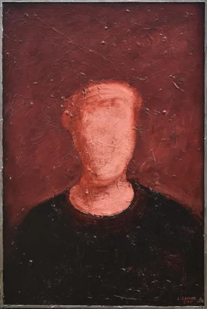 Ancestor's Portrait (Left Panel), Contemporary Acrylic Painting by Stephen Remick, Framed