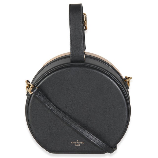 Louis Vuitton Black Beige Calfskin Petite Boite Chapeau For Sale - Image 4 of 8