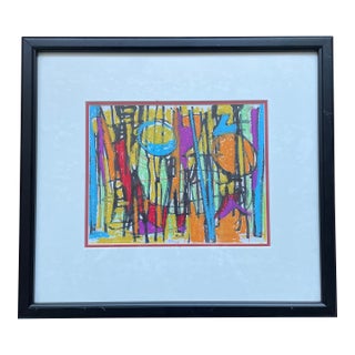 Listed John Schwab Original Oil Stick Abstract Kandinsky Rothko Style Painting Cubism MCM For Sale