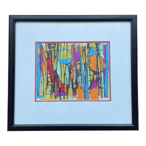 Listed John Schwab Original Oil Stick Abstract Kandinsky Rothko Style Painting Cubism MCM