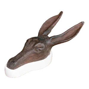 Antique 19th Century American Cast Iron Head of a Donkey Mounted on Painted Wood Plaque