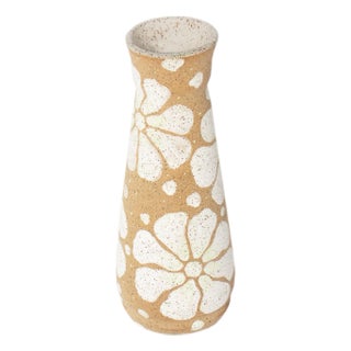 Studio Pottery Vase With Floral Design by Julia Riley For Sale
