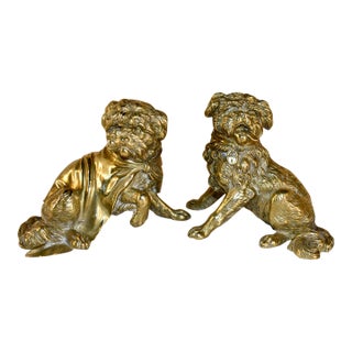 Pair of 19th Century French Bronze Brussels Griffon Figures For Sale
