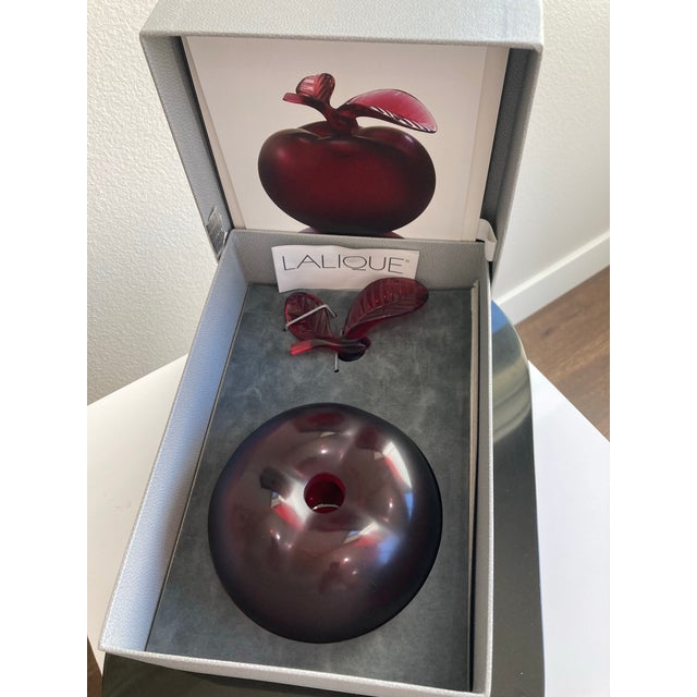Wine Lalique Crystal Pomme Rouge Red Apple Perfume Bottle For Sale - Image 8 of 8