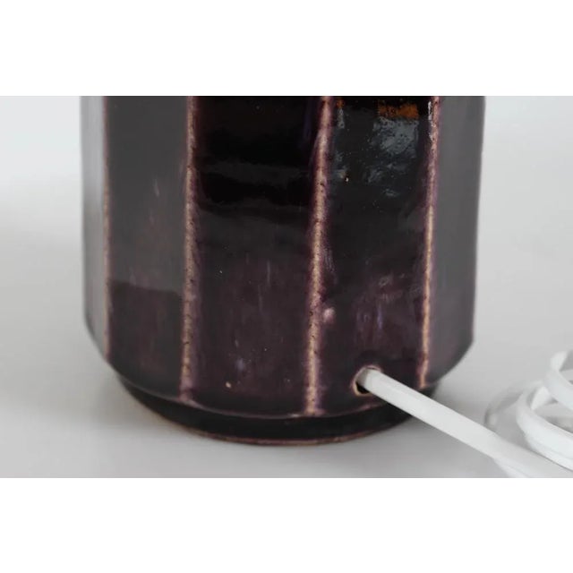 Table Lamp with Dark Purple Glaze by Herman A. Kähler, Denmark, 1960s For Sale - Image 4 of 9