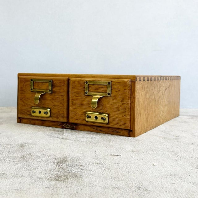 Mid-Century Modern Oak Index Card Cabinet with Drawers, 1930s For Sale - Image 3 of 10