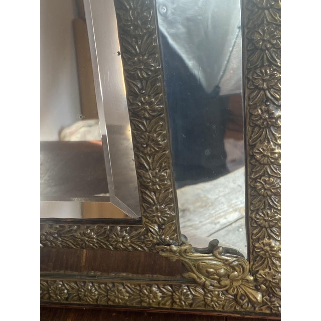 Mirror with Repoussé Brass Glazing Bars, 1890s For Sale - Image 9 of 18