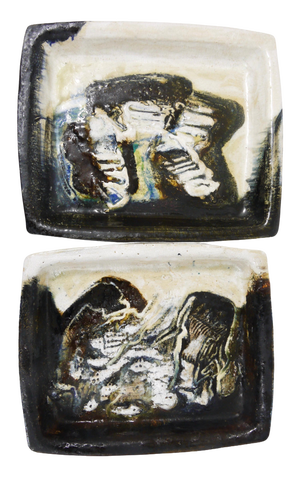 Large Abstract Stoneware Bowls or Plates by Jeppe Hagedorn-Olsen, Denmark, 1970s, Set of 2