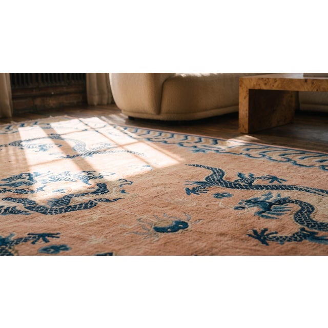 1900 - 1909 Early 20th Century W. Chinese Ningxia Dragon Carpet ( 7'2" x 9' - 218 x 274 ) For Sale - Image 5 of 7