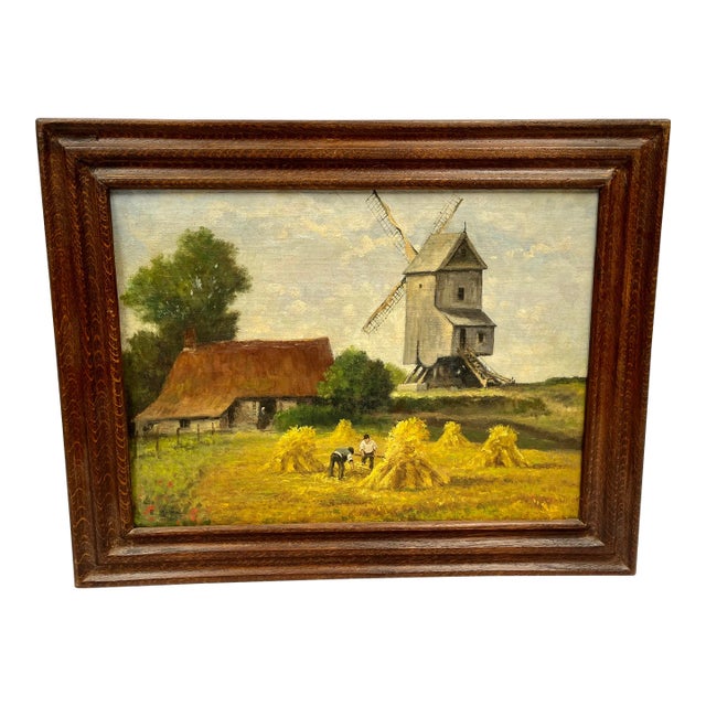 Vintage Belgian Signed Landscape Oil Painting For Sale