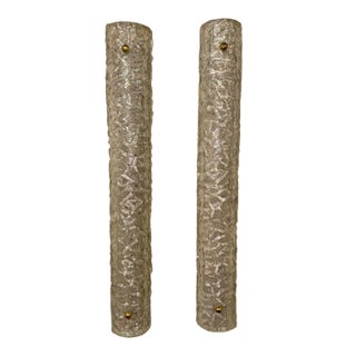 Pair of Textured Murano Glass Tube Sconces For Sale