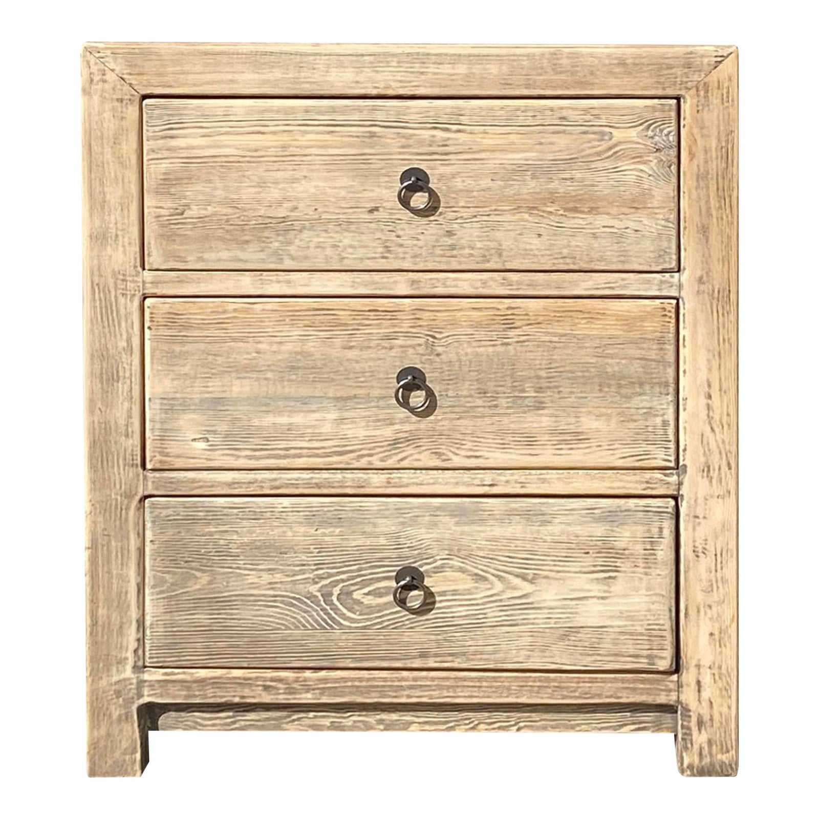 Natural Raw Wood Rough Surface 3 Drawers End Table Nightstand Chairish