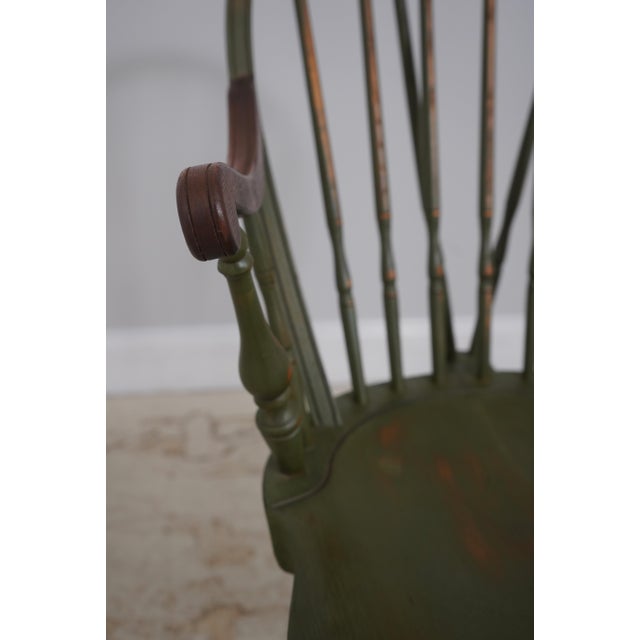 Bench Made Green Painted Loop Back Windsor Armchair For Sale - Image 16 of 18