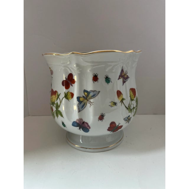 Ardalt Set of Three Vintage Lenwile Ardalt China Springtime Butterfly Pattern Base Cachepot Base Planter For Sale - Image 4 of 9