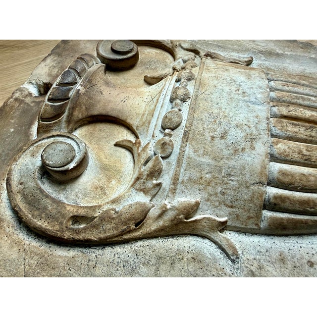 French Antique Neoclassical French Decorative Architectural Bas-Relief Cast Plaster Workshop Sample, High Relief Urn Motif For Sale - Image 3 of 12