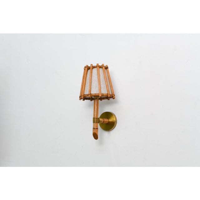 Mid-Century Modern Rattan Wall Sconce For Sale - Image 3 of 5