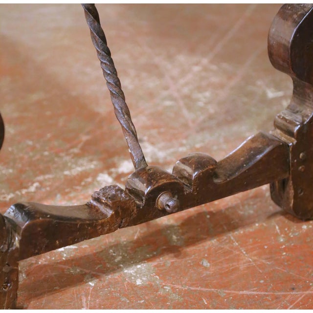 18th Century Spanish Carved Walnut Desk With Single Plank Top and Three Drawers For Sale - Image 14 of 15
