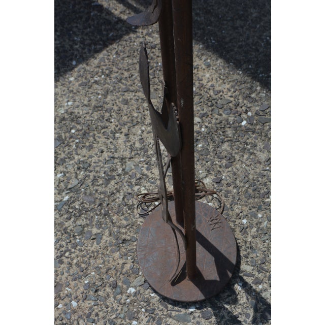 1970s Southwest Brown Iron & Metal Hand Crafted Lizards Tall Floor Lamp - Signed DKR For Sale - Image 13 of 18